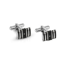 Load image into Gallery viewer, STRONG DIAMOND CUFFLINKS 028333/037 BLACK PVD & WHITE DIAMOND