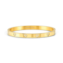 Load image into Gallery viewer, PRETTY BANGLES 029503/006 THICK GOLD HEARTS WITH CZ