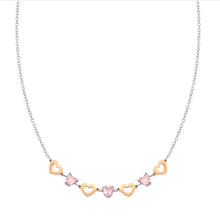 Load image into Gallery viewer, PRINCIPESSINA NECKLACE 029601/022 ROSE GOLD HEARTS WITH PINK CZ