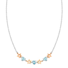 Load image into Gallery viewer, PRINCIPESSINA NECKLACE 029601/023 ROSE GOLD STAR WITH BLUE CZ HEARTS