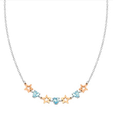 Load image into Gallery viewer, PRINCIPESSINA NECKLACE 029601/023 ROSE GOLD STAR WITH BLUE CZ HEARTS