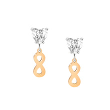 Load image into Gallery viewer, PRINCIPESSINA EARRINGS 029603/024 ROSE GOLD INIFINITY WITH CZ HEARTS