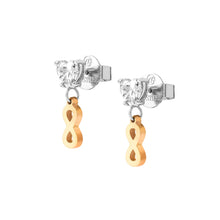 Load image into Gallery viewer, PRINCIPESSINA EARRINGS 029603/024 ROSE GOLD INIFINITY WITH CZ HEARTS