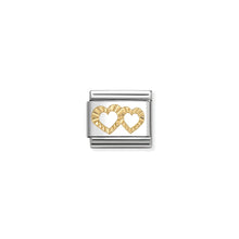 Load image into Gallery viewer, COMPOSABLE CLASSIC LINK 030149/64 ETCHED DETAIL DOUBLE HEART IN 18K GOLD