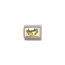 Load image into Gallery viewer, COMPOSABLE CLASSIC LINK 030166/76 THANKS HEART AND PENCIL IN 18K GOLD AND ENAMEL