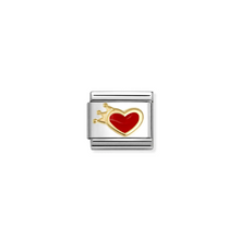 Load image into Gallery viewer, COMPOSABLE CLASSIC LINK 030207/54 RED HEART WITH CROWN IN 18K GOLD & ENAMEL