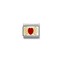 Load image into Gallery viewer, COMPOSABLE CLASSIC LINK 030207/56 RED HEART BOW IN 18K GOLD & ENAMEL