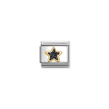 Load image into Gallery viewer, COMPOSABLE CLASSIC LINK 030220/20 STAR IN 18K GOLD & BLACK GLITTER ENAMEL