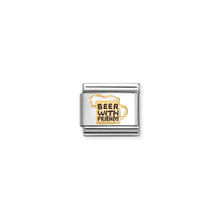Load image into Gallery viewer, COMPOSABLE CLASSIC LINK 030272/87 BEER WITH FRIENDS IN 18K GOLD AND ENAMEL