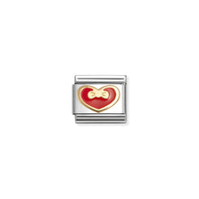 Load image into Gallery viewer, COMPOSABLE CLASSIC LINK 030283/33 RED HEART WITH BOW IN 18K GOLD AND ENAMEL