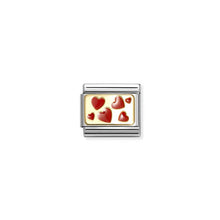 Load image into Gallery viewer, COMPOSABLE CLASSIC LINK 030284/59 RED HEARTS PLAQUE IN GOLD