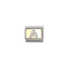 Load image into Gallery viewer, COMPOSABLE CLASSIC LINK 030291/01 SILVER LETTER A IN 18K GOLD & GLITTER ENAMEL