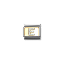 Load image into Gallery viewer, COMPOSABLE CLASSIC LINK 030291/05 SILVER LETTER E IN 18K GOLD & GLITTER ENAMEL