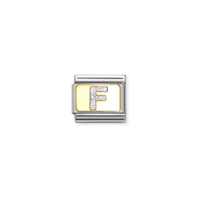 Load image into Gallery viewer, COMPOSABLE CLASSIC LINK 030291/06 SILVER LETTER F IN 18K GOLD & GLITTER ENAMEL
