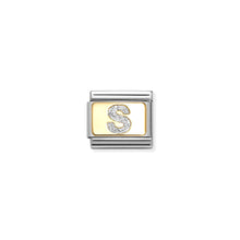 Load image into Gallery viewer, COMPOSABLE CLASSIC LINK 030291/19 SILVER LETTER S IN 18K GOLD & GLITTER ENAMEL