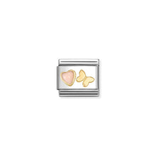 Load image into Gallery viewer, COMPOSABLE CLASSIC LINK 030523/12 PINK CORAL HEART & BUTTERFLY IN 18K GOLD