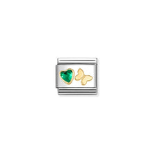Load image into Gallery viewer, COMPOSABLE CLASSIC LINK 030613/15 GREEN CZ HEART & BUTTERFLY IN 18K GOLD