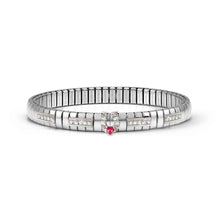 Load image into Gallery viewer, EXTENSION BRACELET 048114/048 STAINLESS STEEL RED & WHITE CZ HORSESHOE