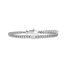 Load image into Gallery viewer, VIRTUS CODE BRACELET 1330106/001 SLIM STAINLESS STEEL CHAIN & WHITE DIAMOND