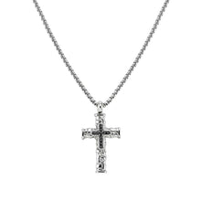 Load image into Gallery viewer, BOLD STEEL NECKLACE 133212/007 CROSS WITH BLACK CZ