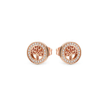 Load image into Gallery viewer, SOFFIO D'AMORE EARRINGS 134005/017 ROSE GOLD TREE OF LIFE WITH CZ