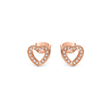 Load image into Gallery viewer, SOFFIO D'AMORE EARRINGS 134005/022 ROSE GOLD HEART WITH CZ