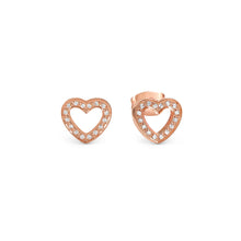 Load image into Gallery viewer, SOFFIO D'AMORE EARRINGS 134005/022 ROSE GOLD HEART WITH CZ