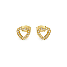 Load image into Gallery viewer, SOFFIO D'AMORE EARRINGS 134008/022 GOLD HEART WITH CZ