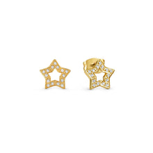 Load image into Gallery viewer, SOFFIO D'AMORE EARRINGS 134008/023 GOLD STAR WITH CZ