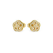 Load image into Gallery viewer, SOFFIO D'AMORE EARRINGS 134008/059 GOLD FLOWER WITH CZ