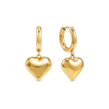 Load image into Gallery viewer, WEAR & STYLE EARRINGS 134514/006 GOLDEN HEART PENDANTS