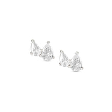 Load image into Gallery viewer, COLOUR WAVE MINI EARRINGS 149813/001 SILVER & WHITE CZ STUDS