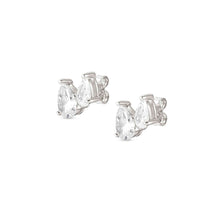 Load image into Gallery viewer, COLOUR WAVE MINI EARRINGS 149813/001 SILVER & WHITE CZ STUDS
