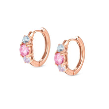 Load image into Gallery viewer, COLOUR WAVE EARRINGS 149822/011 ROSE GOLD & COLOURED CZ