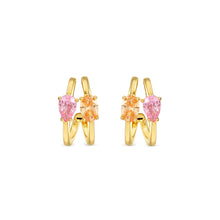 Load image into Gallery viewer, COLOUR WAVE EARRINGS 149859/024 GOLD PINK & CHAMPAGNE CZ