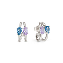 Load image into Gallery viewer, COLOUR WAVE EARRINGS 149859/061 STERLING SILVER BLUE & LAVENDER CZ