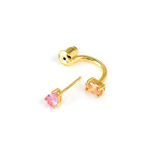 Load image into Gallery viewer, COLOUR WAVE AURORA EARRINGS 149860/024 GOLD PINK & CHAMPAGNE CZ