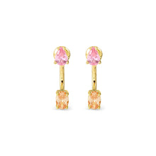 Load image into Gallery viewer, COLOUR WAVE AURORA EARRINGS 149860/024 GOLD PINK & CHAMPAGNE CZ