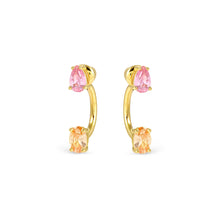 Load image into Gallery viewer, COLOUR WAVE AURORA EARRINGS 149860/024 GOLD PINK & CHAMPAGNE CZ