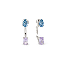 Load image into Gallery viewer, COLOUR WAVE AURORA EARRINGS 149860/061 STERLING SILVER BLUE & LAVENDER CZ