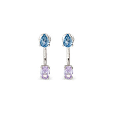 Load image into Gallery viewer, COLOUR WAVE AURORA EARRINGS 149860/061 STERLING SILVER BLUE & LAVENDER CZ