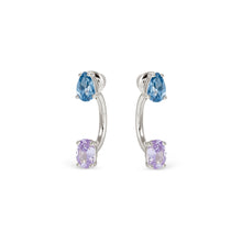 Load image into Gallery viewer, COLOUR WAVE AURORA EARRINGS 149860/061 STERLING SILVER BLUE & LAVENDER CZ