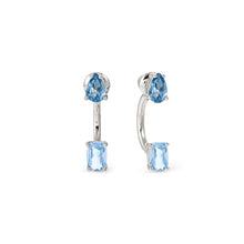 Load image into Gallery viewer, COLOUR WAVE AURORA EARRINGS 149860/062 STERLING SILVER BLUE & LIGHT BLUE CZ