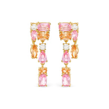 Load image into Gallery viewer, COLOUR WAVE DROP EARRINGS 149862/024 GOLD PINK & CHAMPAGNE CZ