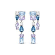 Load image into Gallery viewer, COLOUR WAVE DROP EARRINGS 149862/061 STERLING SILVER BLUE & LAVENDER CZ