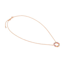 Load image into Gallery viewer, COLOUR WAVE MINI NECKLACE 149884/063 ROSE GOLD MULTICOLOUR CZ