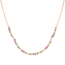 Load image into Gallery viewer, COLOUR WAVE MINI NECKLACE 149886/063 ROSE GOLD & MULTICOLOURED CZ