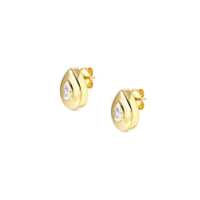 Load image into Gallery viewer, DOMINA STUD EARRINGS GOLD WITH CZ TEAR DROP 240403/015