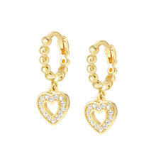 Load image into Gallery viewer, LOVECLOUD HOOP EARRINGS GOLD WITH CZ 240507/008 HEART