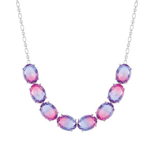 Load image into Gallery viewer, SYMBIOSI NECKLACE 240805/028 SILVER WITH LARGE PINK AND PURPLE TWO-TONE STONES